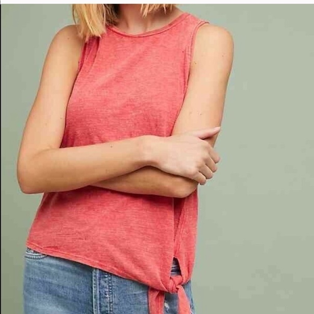 Anthro Maeve Woodsbro Side Tie Tank Top Coral